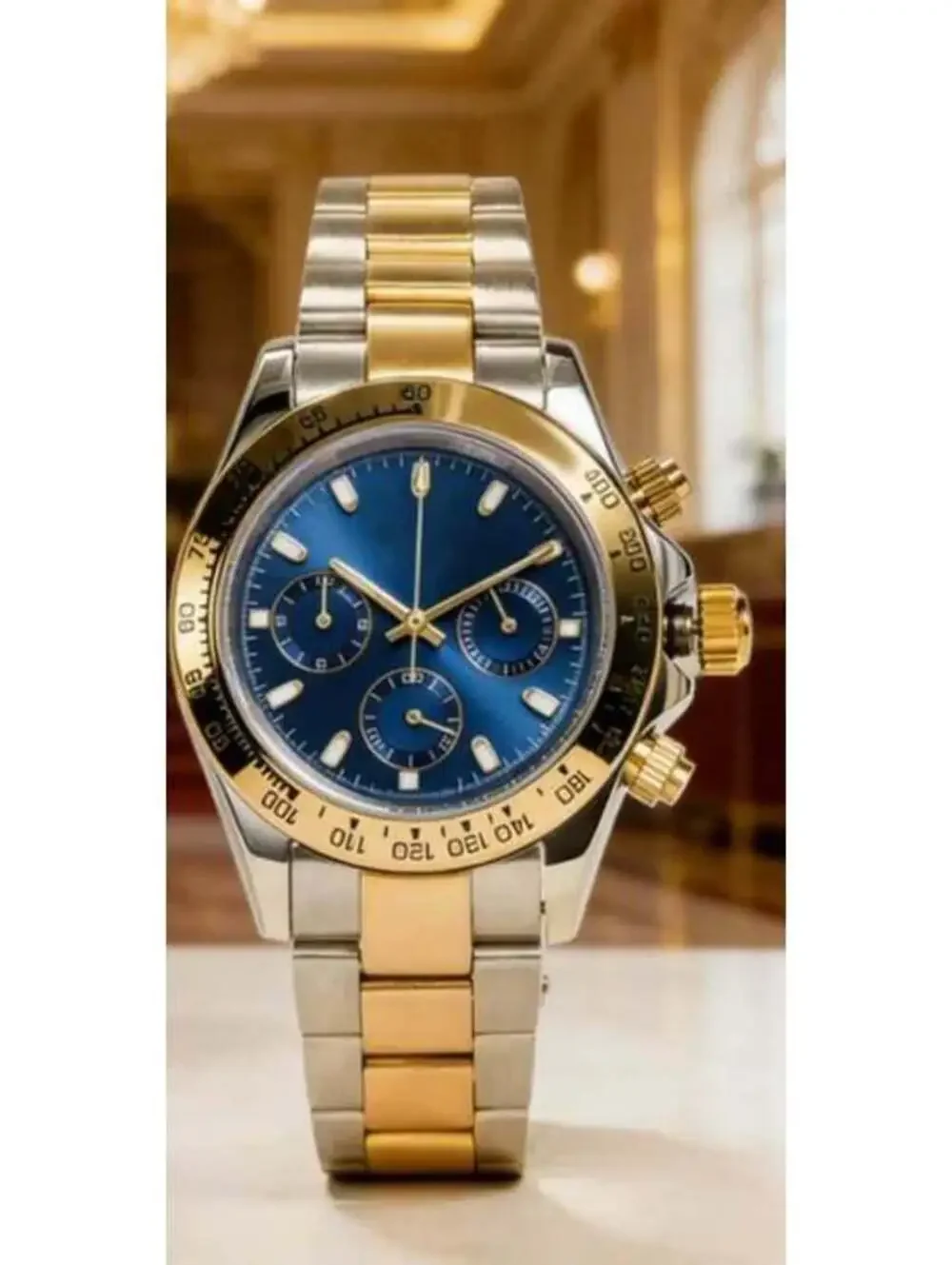 Stainless Steel Mechanical Watch with Blue Dial and Sapphire Crystal stock 132
