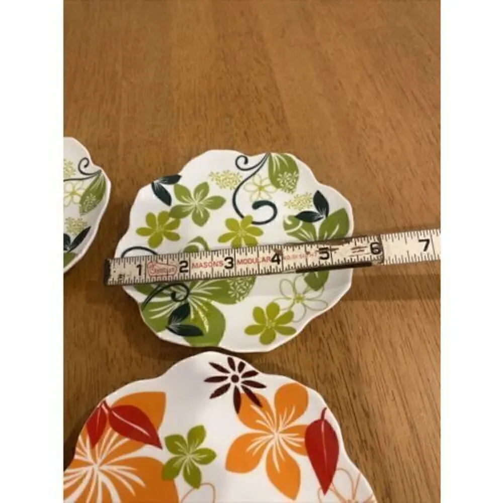 4 PIER 1 IMPORTS PORCELAIN WITH SCALLOP EDGE SAUCERS DIPPING DISHES 5.5 INCHES