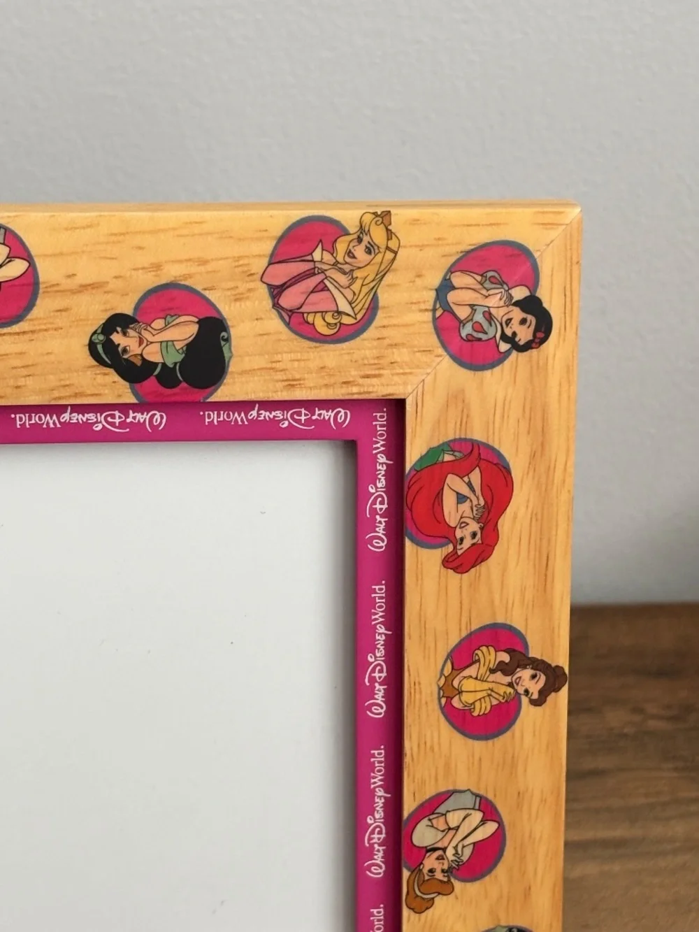 Walt Disney World Wooden 5x7 Princess Pattern Photo Picture Frame Ariel Belle