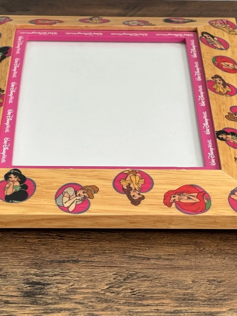 Walt Disney World Wooden 5x7 Princess Pattern Photo Picture Frame Ariel Belle