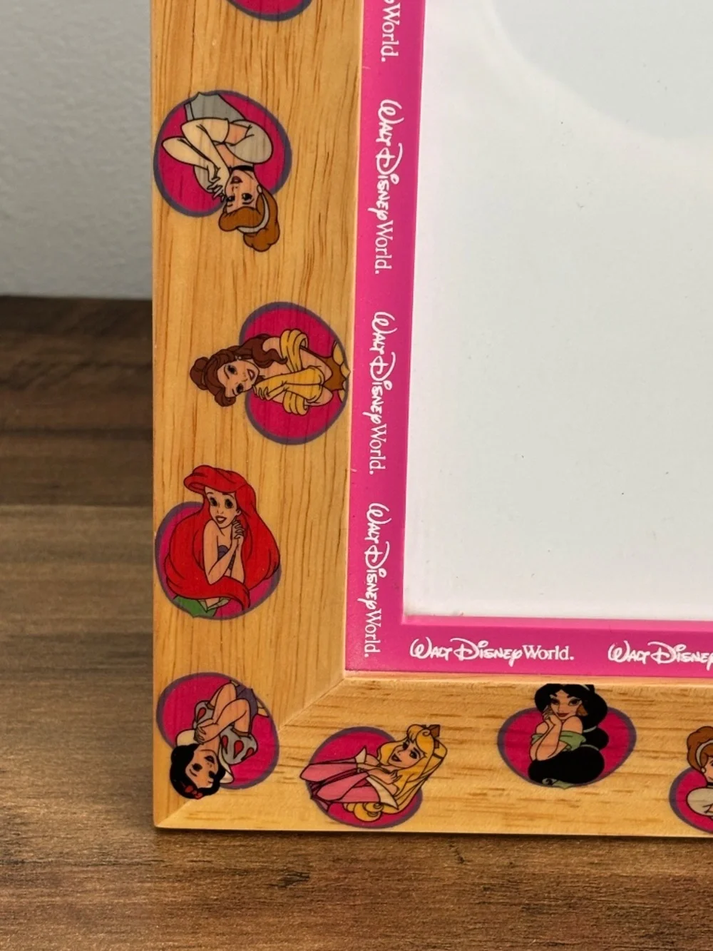 Walt Disney World Wooden 5x7 Princess Pattern Photo Picture Frame Ariel Belle