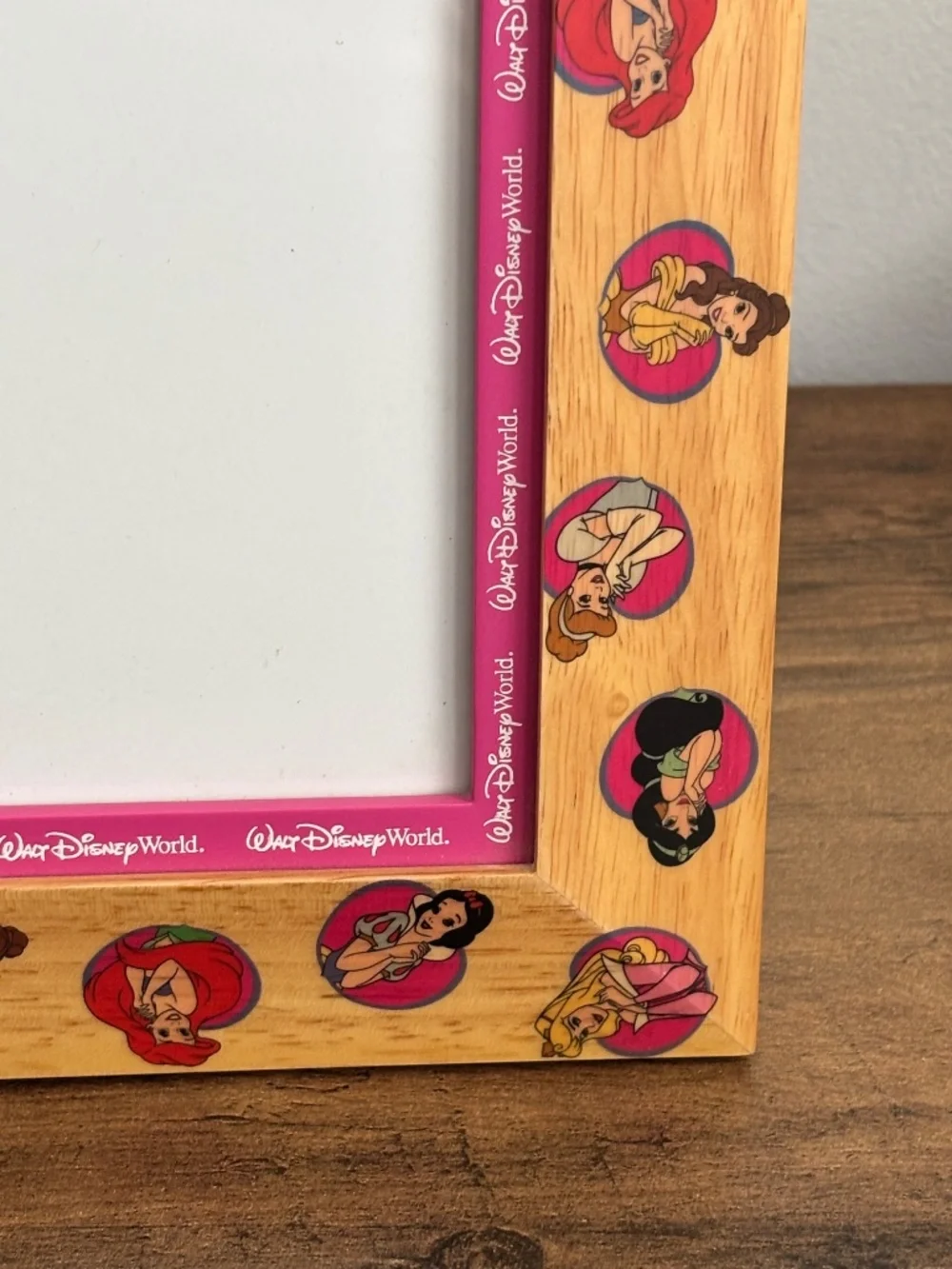 Walt Disney World Wooden 5x7 Princess Pattern Photo Picture Frame Ariel Belle
