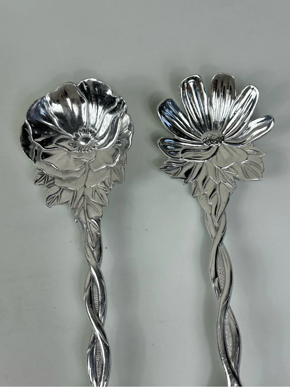Fitz and Floyd Botanical Floral Classic Silver Plate Serving Utensil Spoon Set