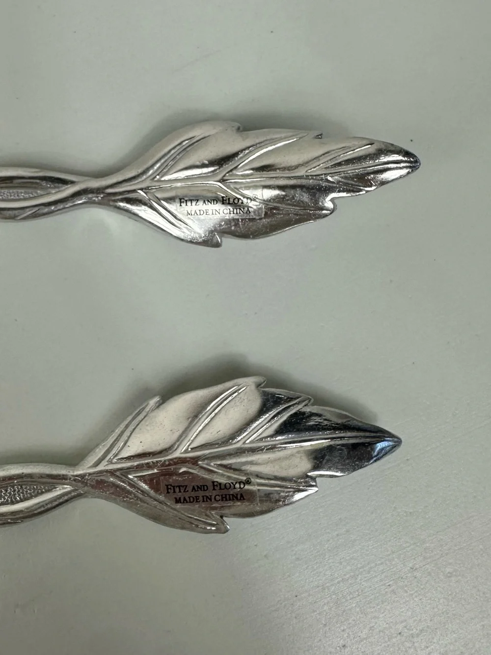 Fitz and Floyd Botanical Floral Classic Silver Plate Serving Utensil Spoon Set
