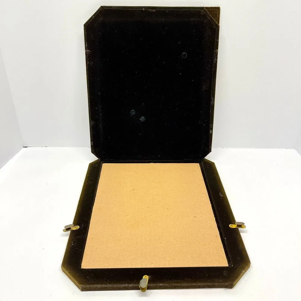 Art Deco Style Chrome & Gold Ribbed 8x10 Picture Frame Heavy Tabletop-Vintage