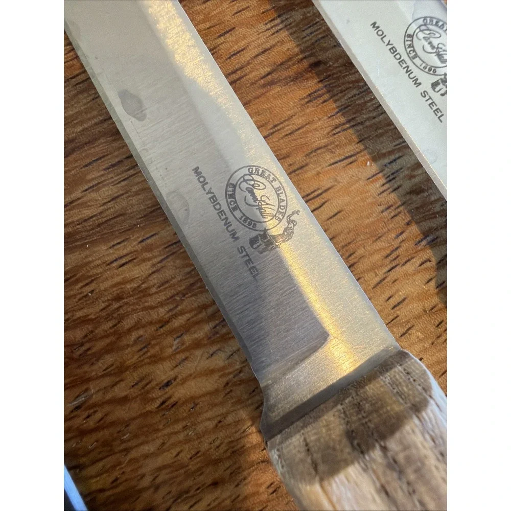 Set 4 Vintage Carvel Hall Great Blades Molybdenum Steel Steak Knives Wood Japan