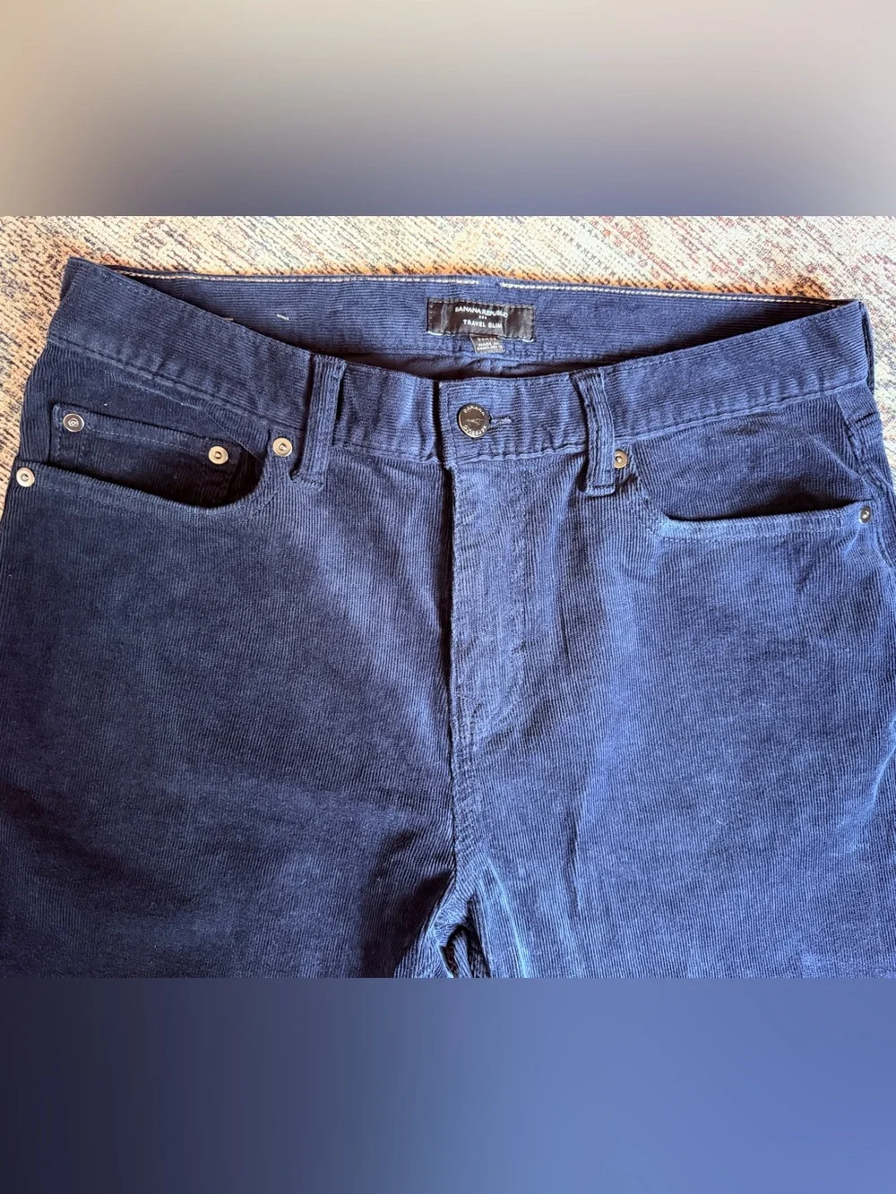 Banana Republic Travel Slim Men’s Navy Blue Corduroy Pants 32x32 Slim Fit