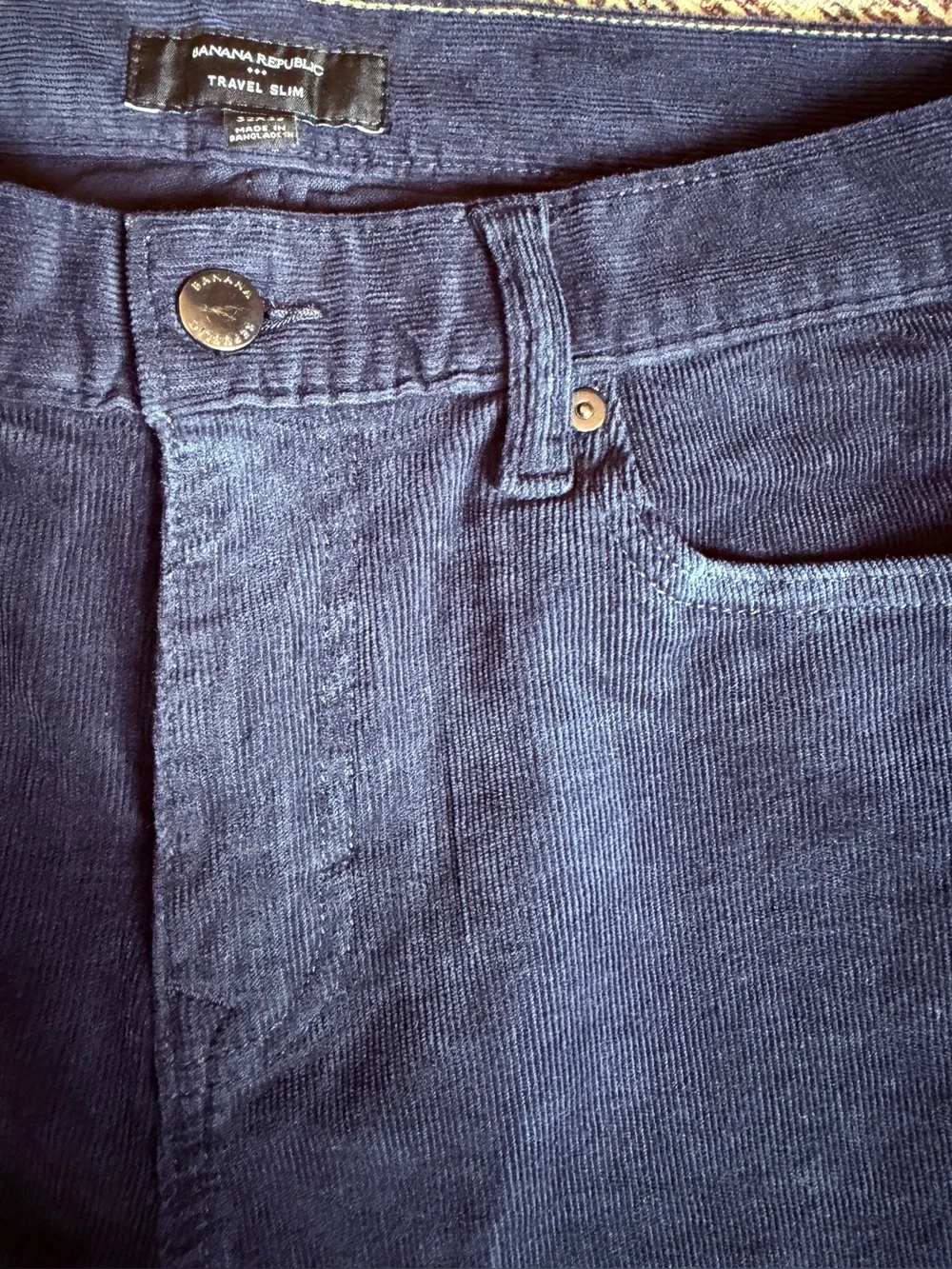 Banana Republic Travel Slim Men’s Navy Blue Corduroy Pants 32x32 Slim Fit