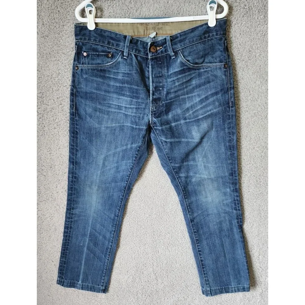 Banana Republic Blue Denim Slim Straight Button Fly‎ Jeans Size 32 x 30 Cotton