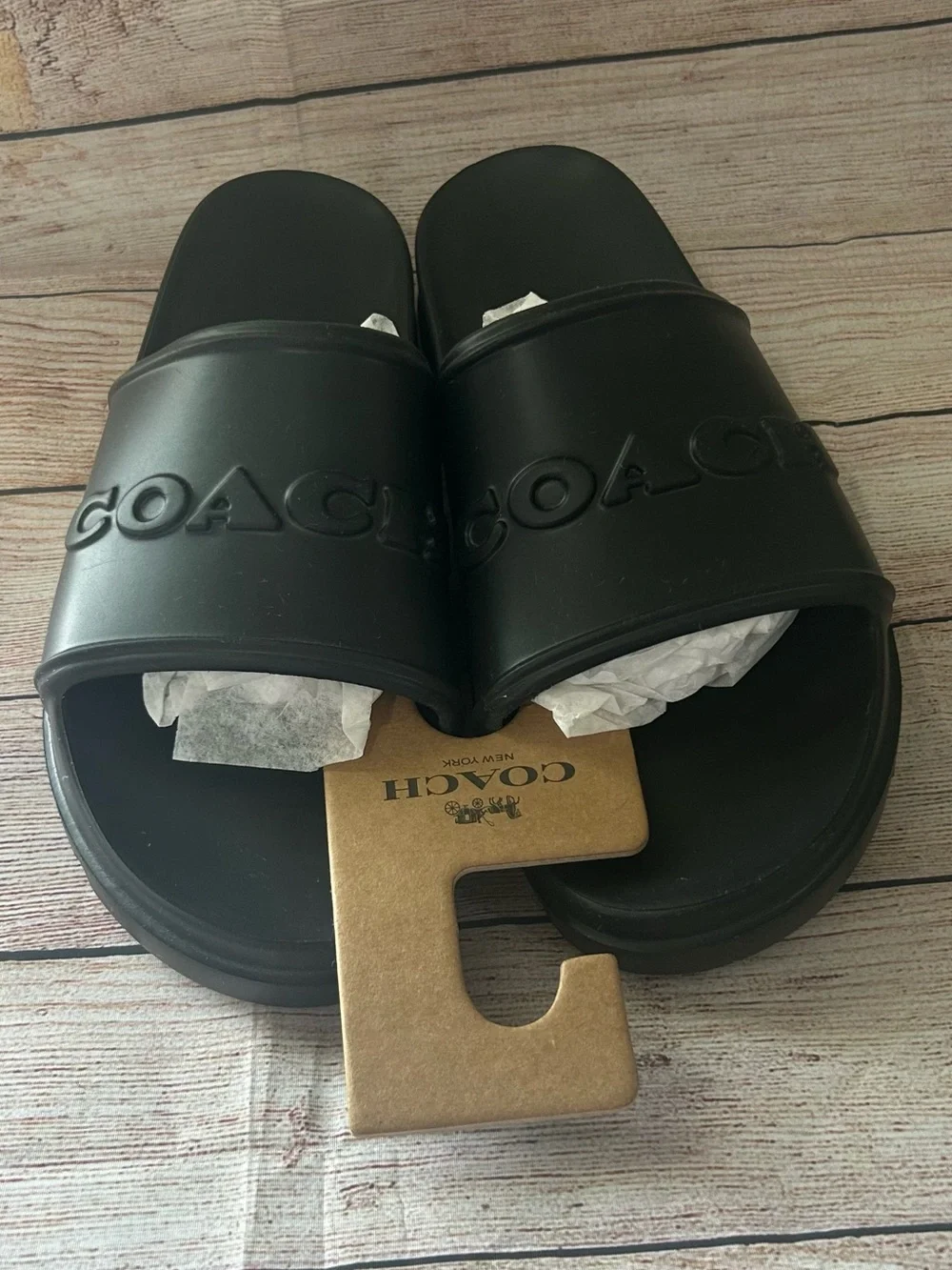 Coach Jesse Slide Sandals Black EVA Logo Men's Size 11