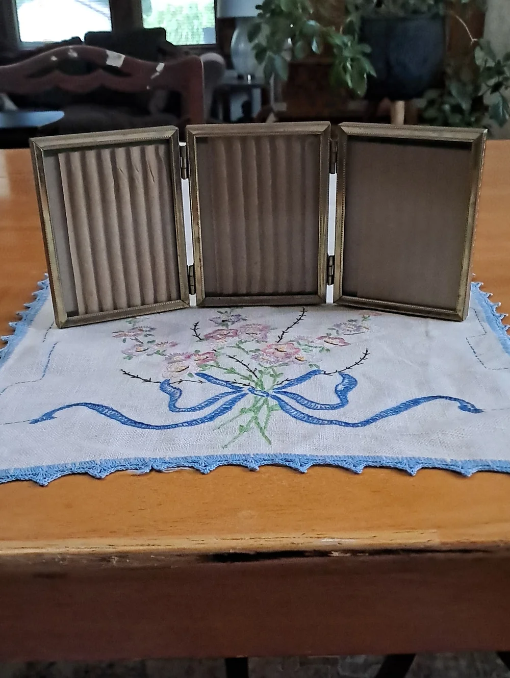 Vintage Triple Fold Brass Picture Frames