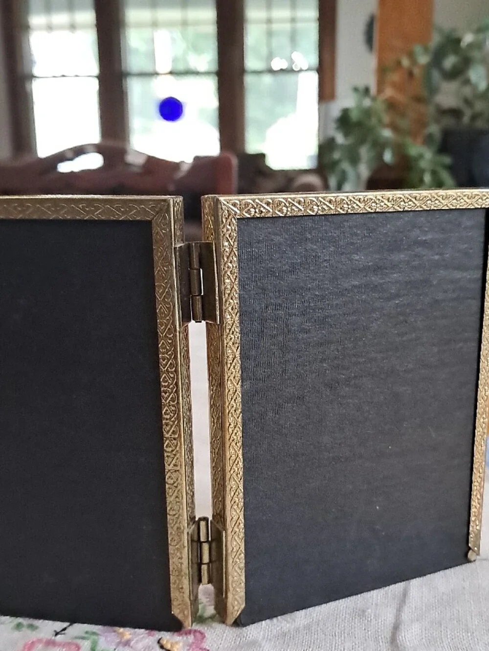 Vintage Triple Fold Brass Picture Frames