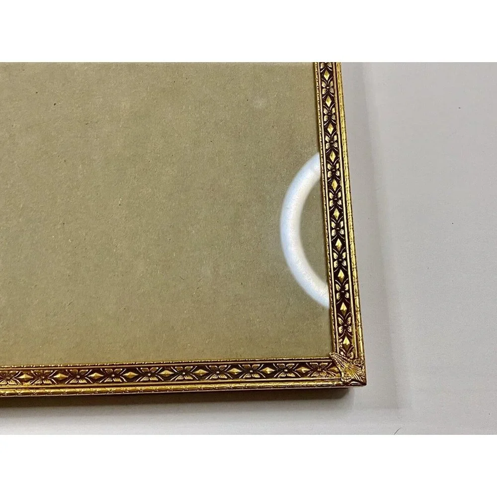 Intricate Brass Floral Gold Vertical Stand Up‎ Easel Back Frame Vintage