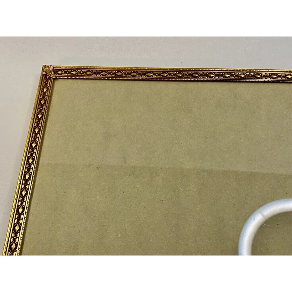 Intricate Brass Floral Gold Vertical Stand Up‎ Easel Back Frame Vintage