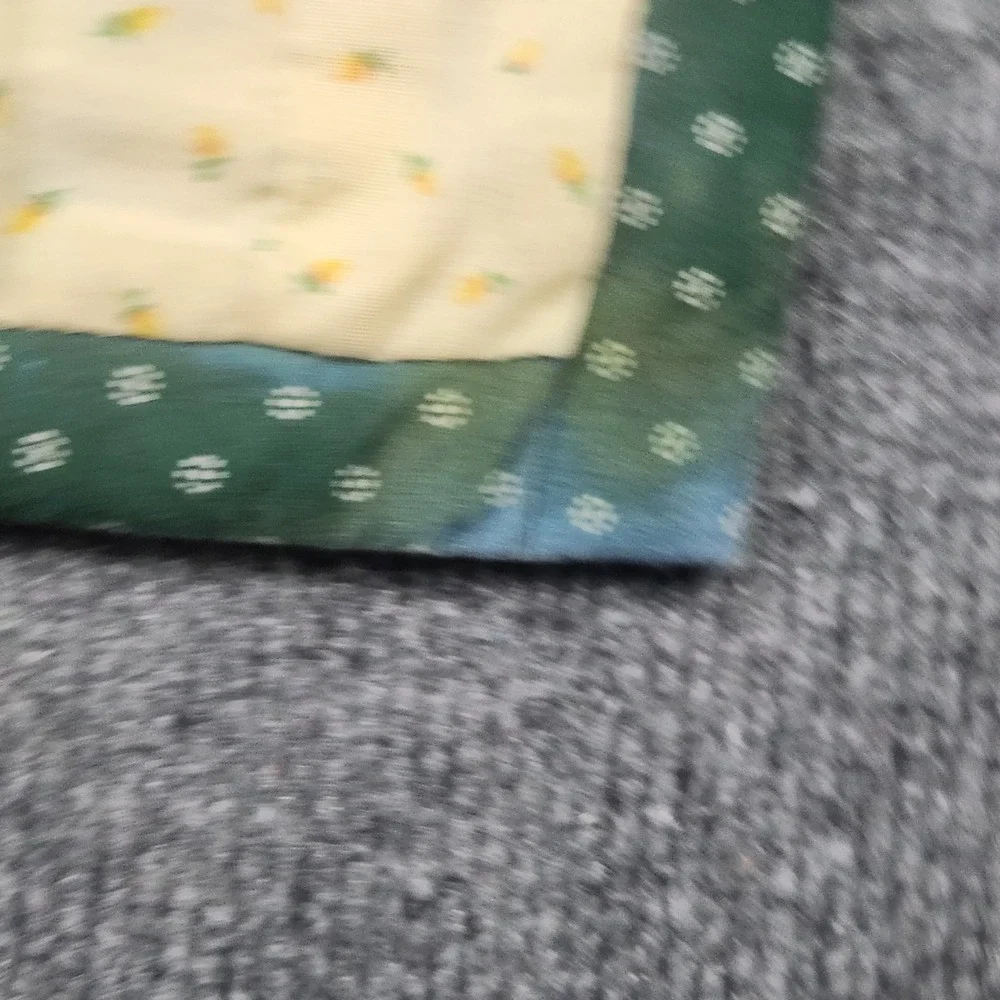 Vintage Hand Stitched Pineapple Welcome Quilt Wall Hanging Purple Green 25x31
