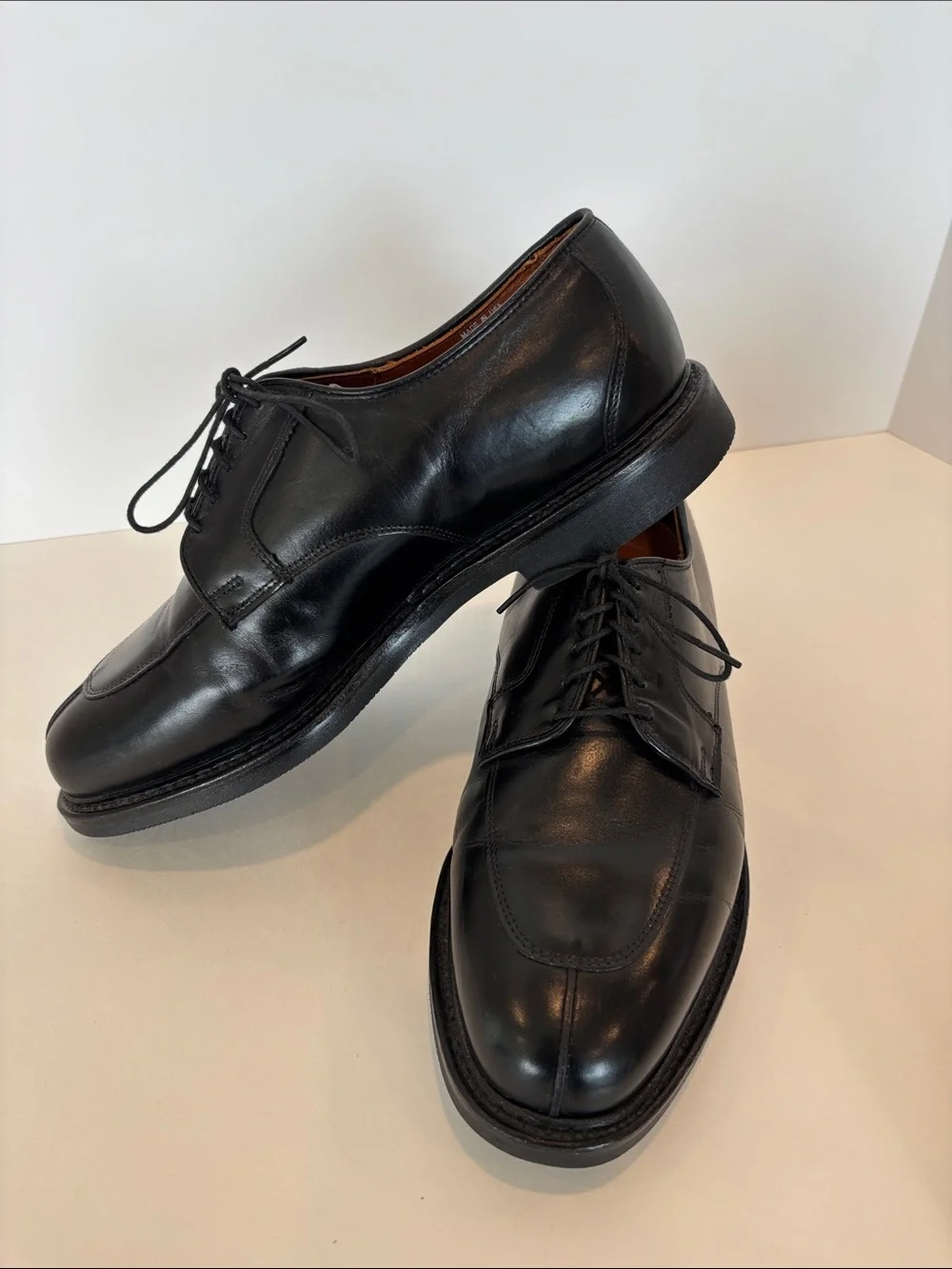 Classic Black Leather Calfskin Allen Edmonds Walton Split Toe Derby Size 8.5EEE