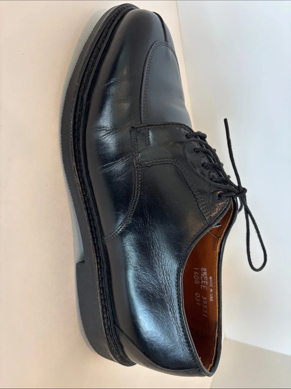 Classic Black Leather Calfskin Allen Edmonds Walton Split Toe Derby Size 8.5EEE