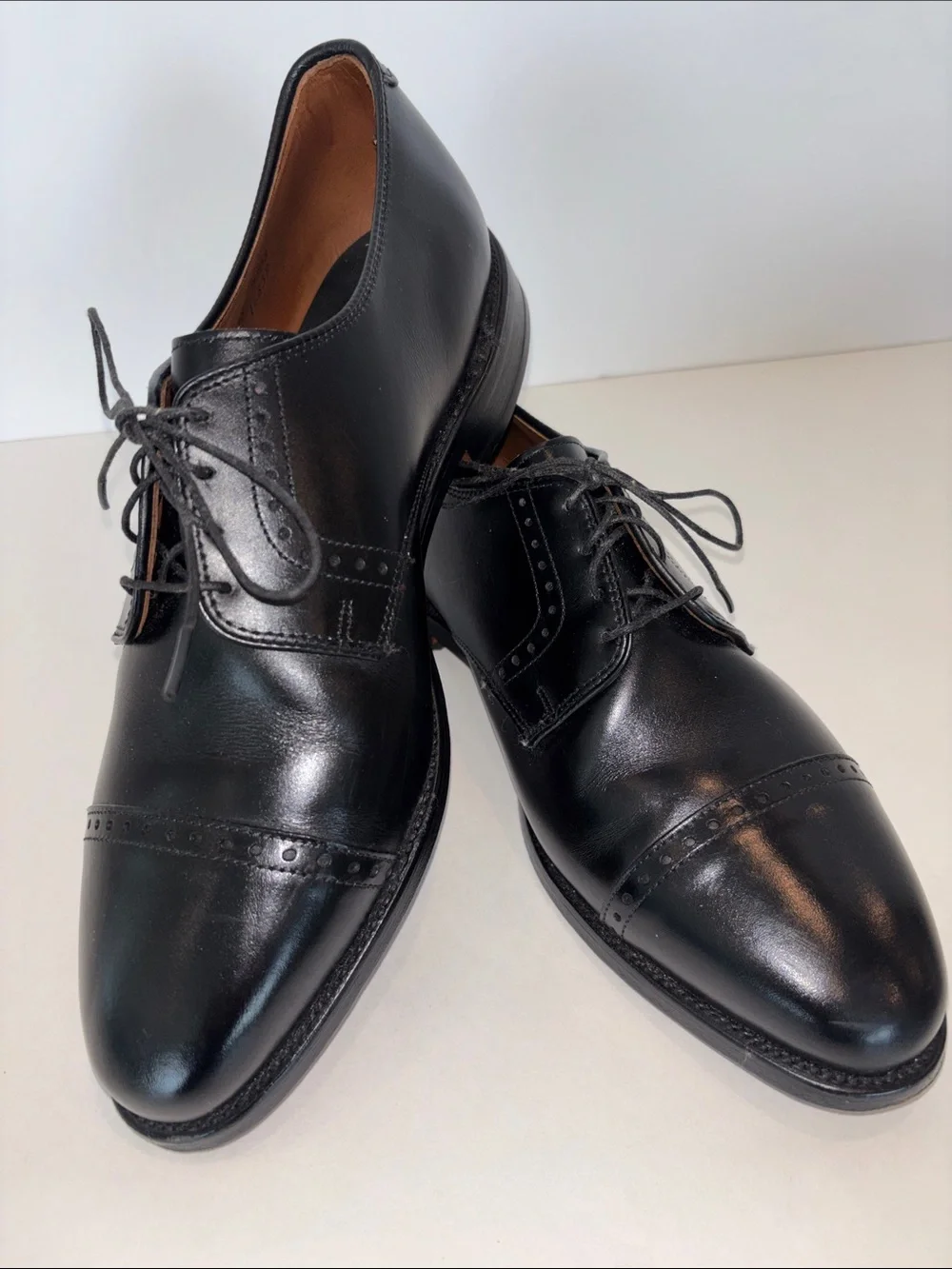 Allen Edmonds Black Leather Cap-Toe Oxford Shoes Size 8.5 3E