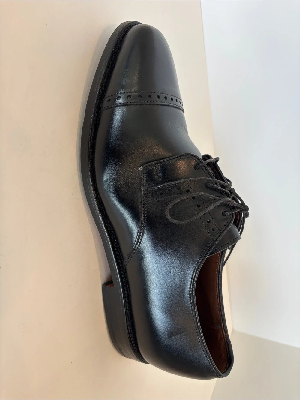 Allen Edmonds Black Leather Cap-Toe Oxford Shoes Size 8.5 3E