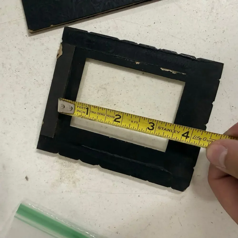 VTG Art Deco Reverse Painted Mirrored Etched Glass 2.5x3.5 Scallop Picture Frame