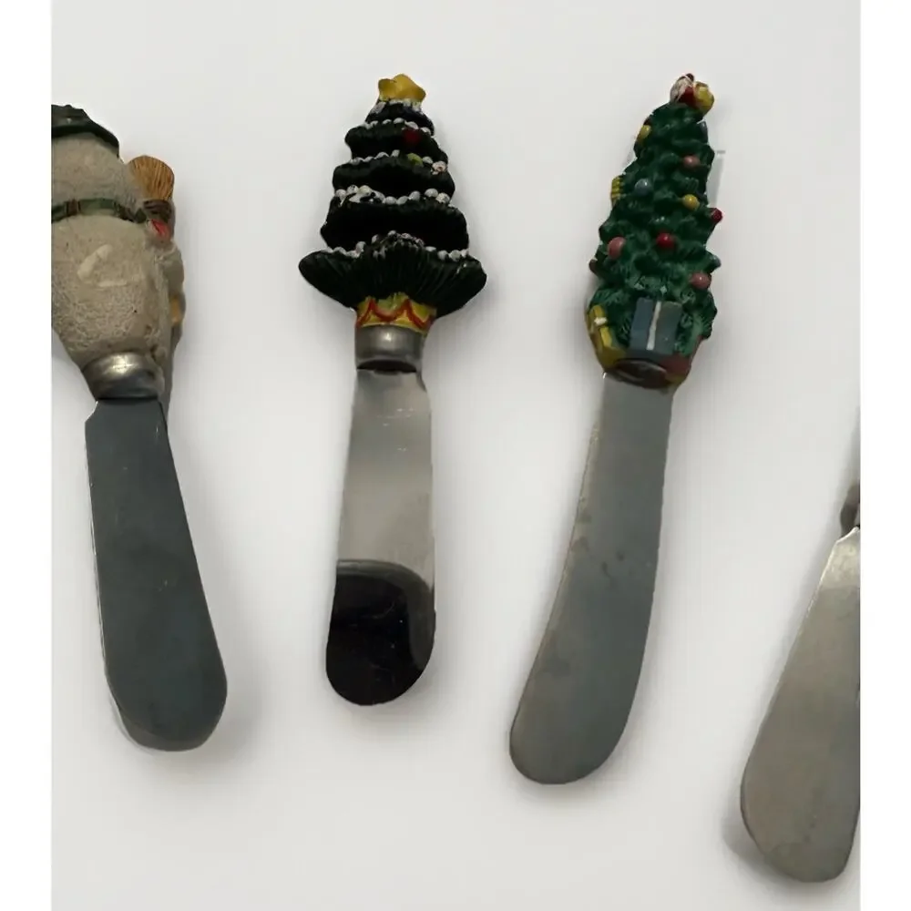 Boston Warehouse Christmas Resin Handle Cheese Spreaders Set of 6 Santa Snowman
