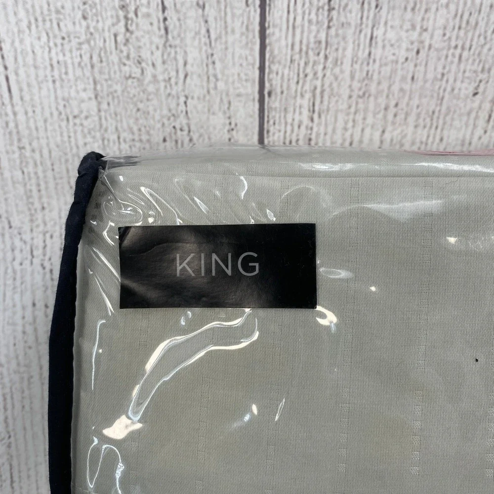 Vera Wang Sheet Set King Gray Luxury Sateen 100% Cotton Dotted Line Minimalist