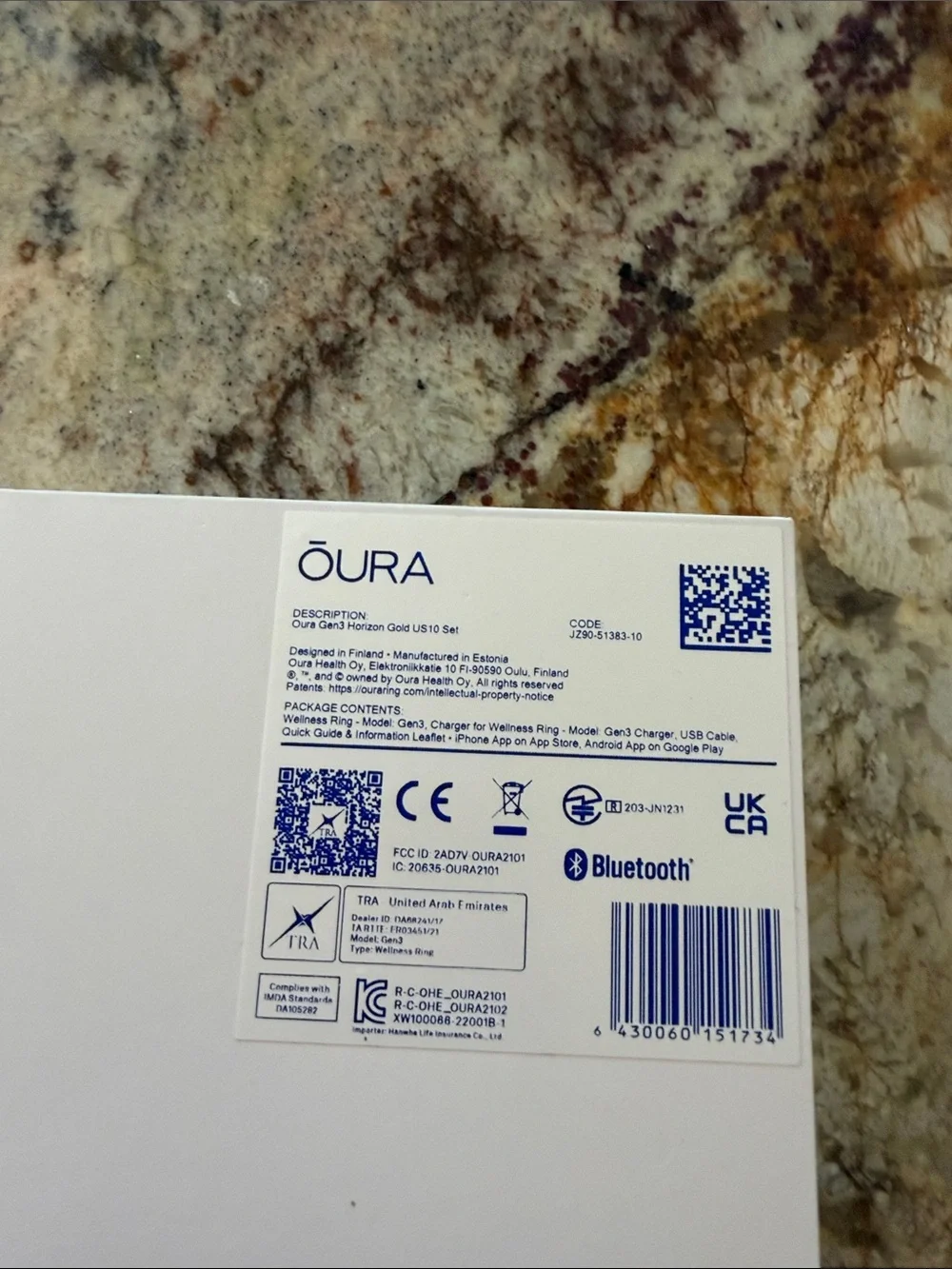 Oura gold attached