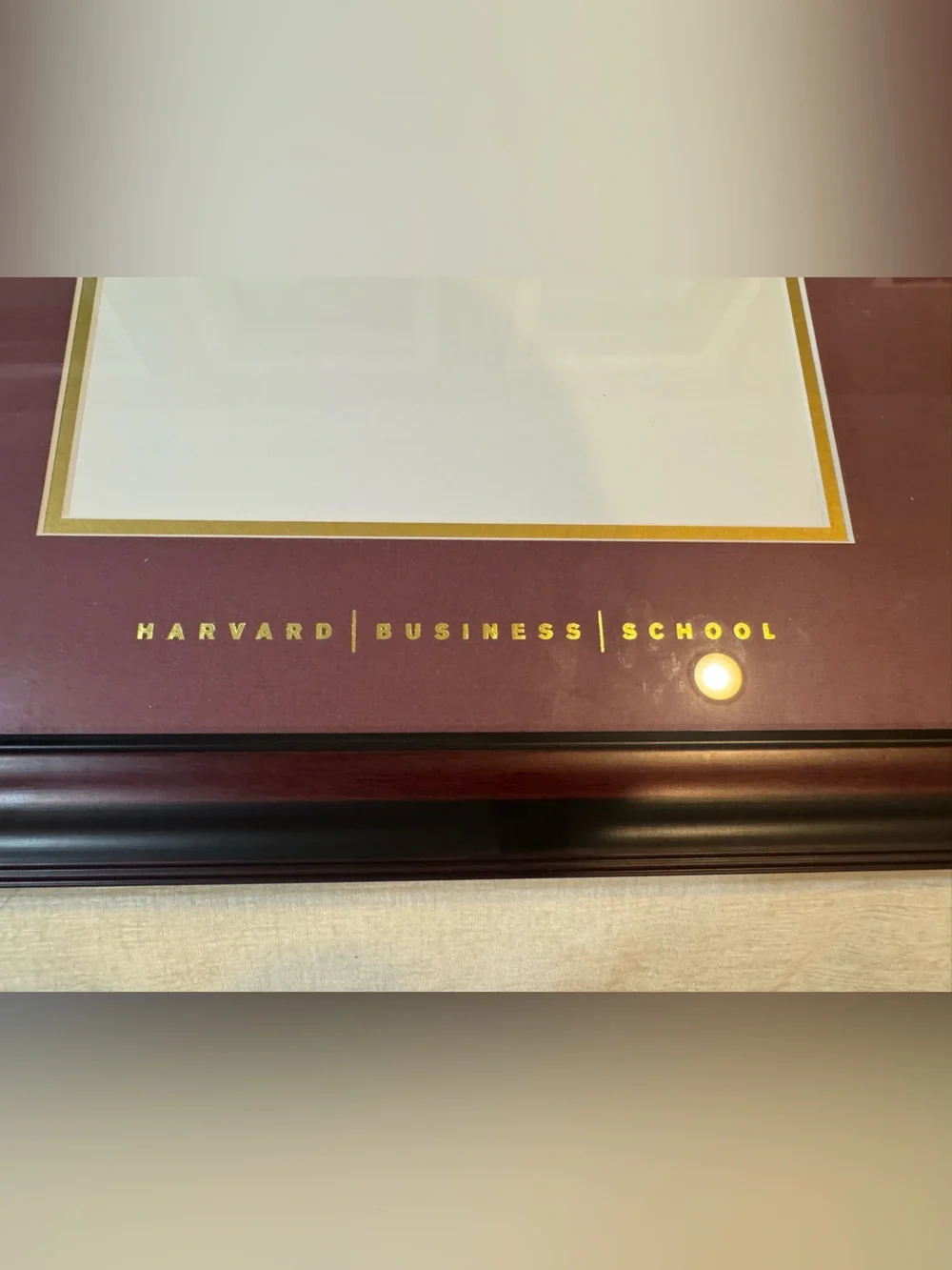 Harvard Business School Burgundy Diploma Frame with Gold Accents