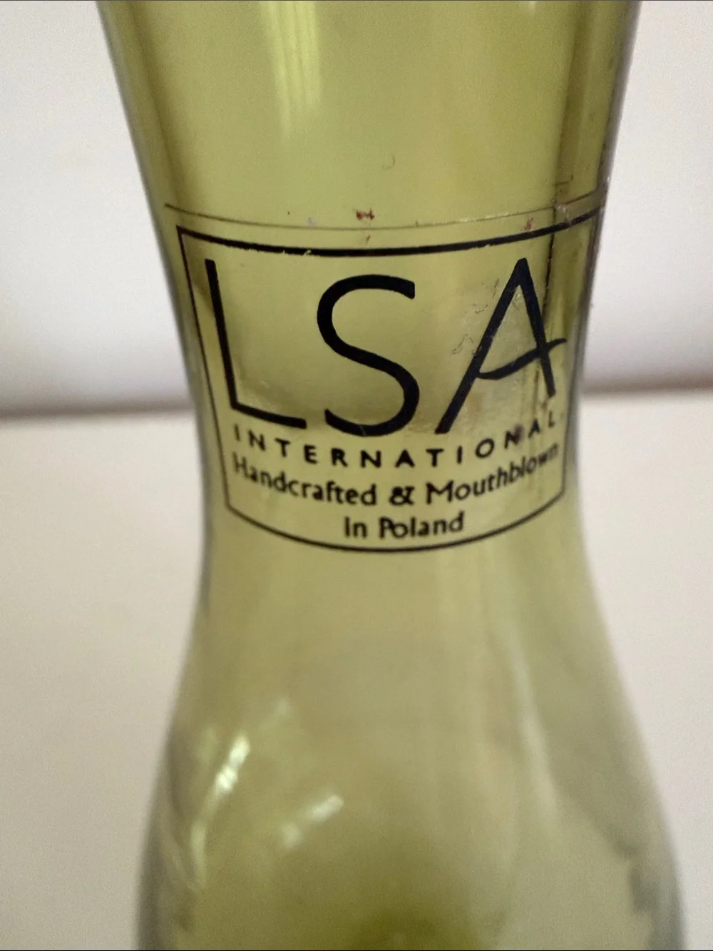 LSA Olive Green Teardrop Glass Bud Vase
