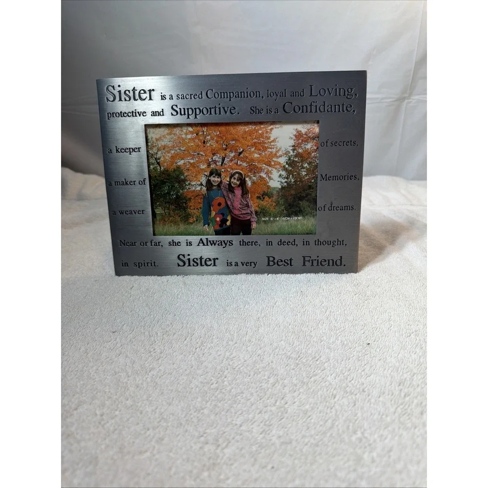 Vintage Sisters Frame Silver Tone Metal Picture Frame Best Friends Home Decor