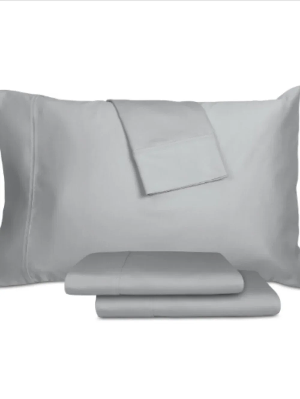 Aq Textiles Percale Solid 4-Pc. Sheet Set, King - Grey
