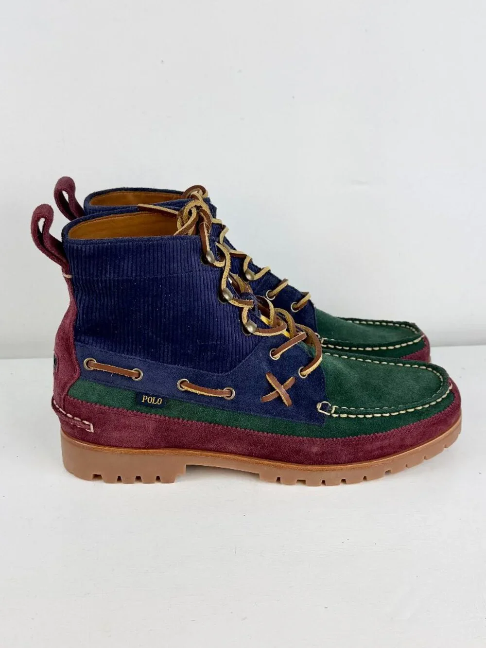 Men's 9 -Polo Ralph Lauren Country Ranger Mid Colorblock Suede Corduroy Boots