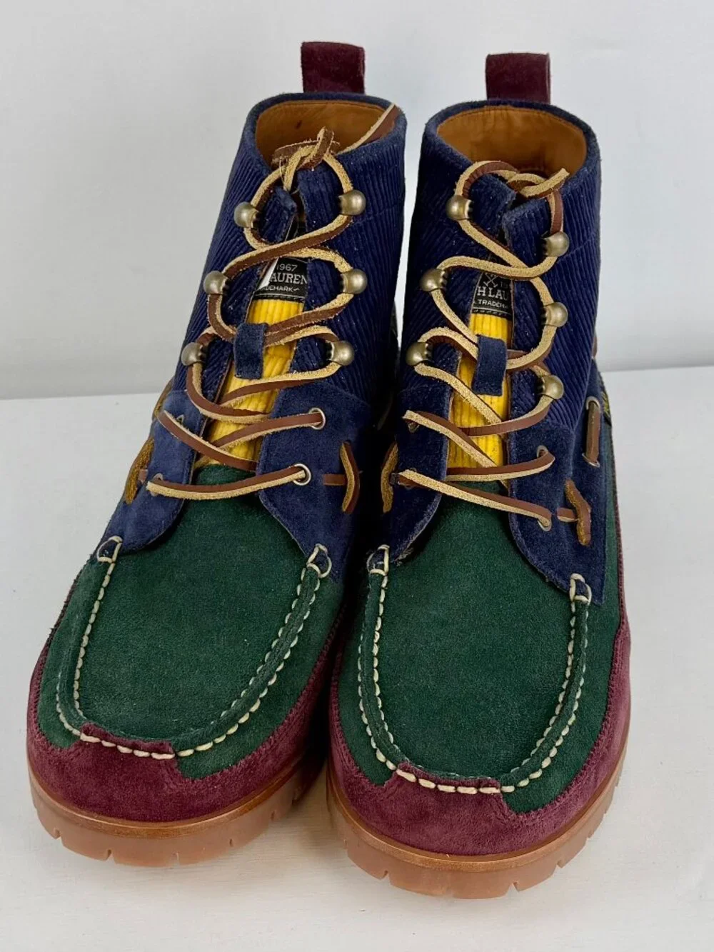 Men's 9 -Polo Ralph Lauren Country Ranger Mid Colorblock Suede Corduroy Boots