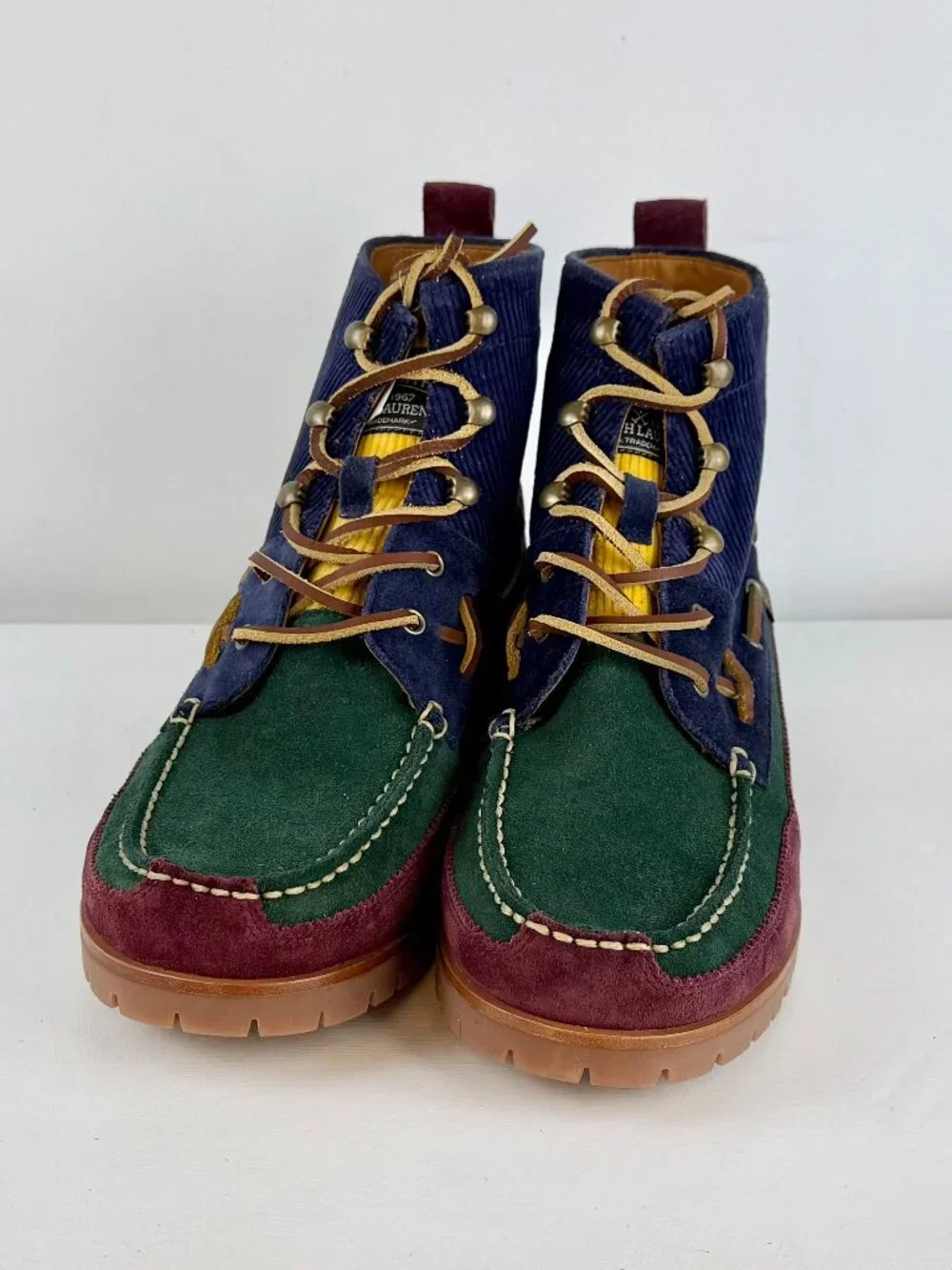 Men's 9 -Polo Ralph Lauren Country Ranger Mid Colorblock Suede Corduroy Boots
