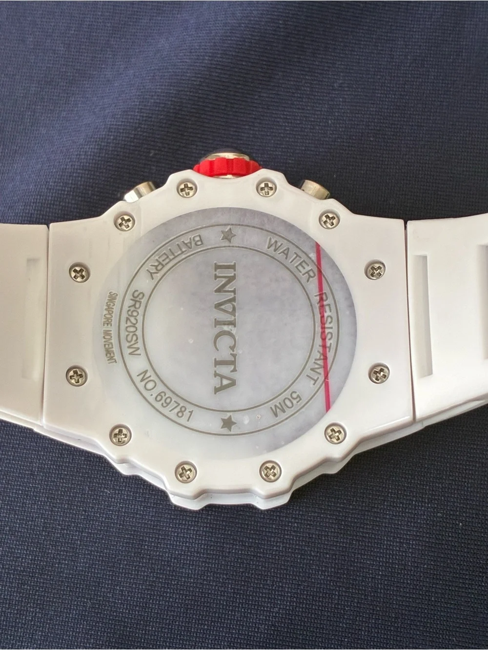 Invicta White and Red Skeleton Chronograph Watch