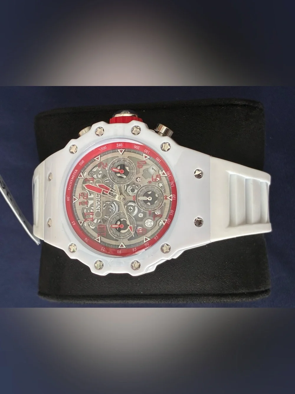Invicta White and Red Skeleton Chronograph Watch