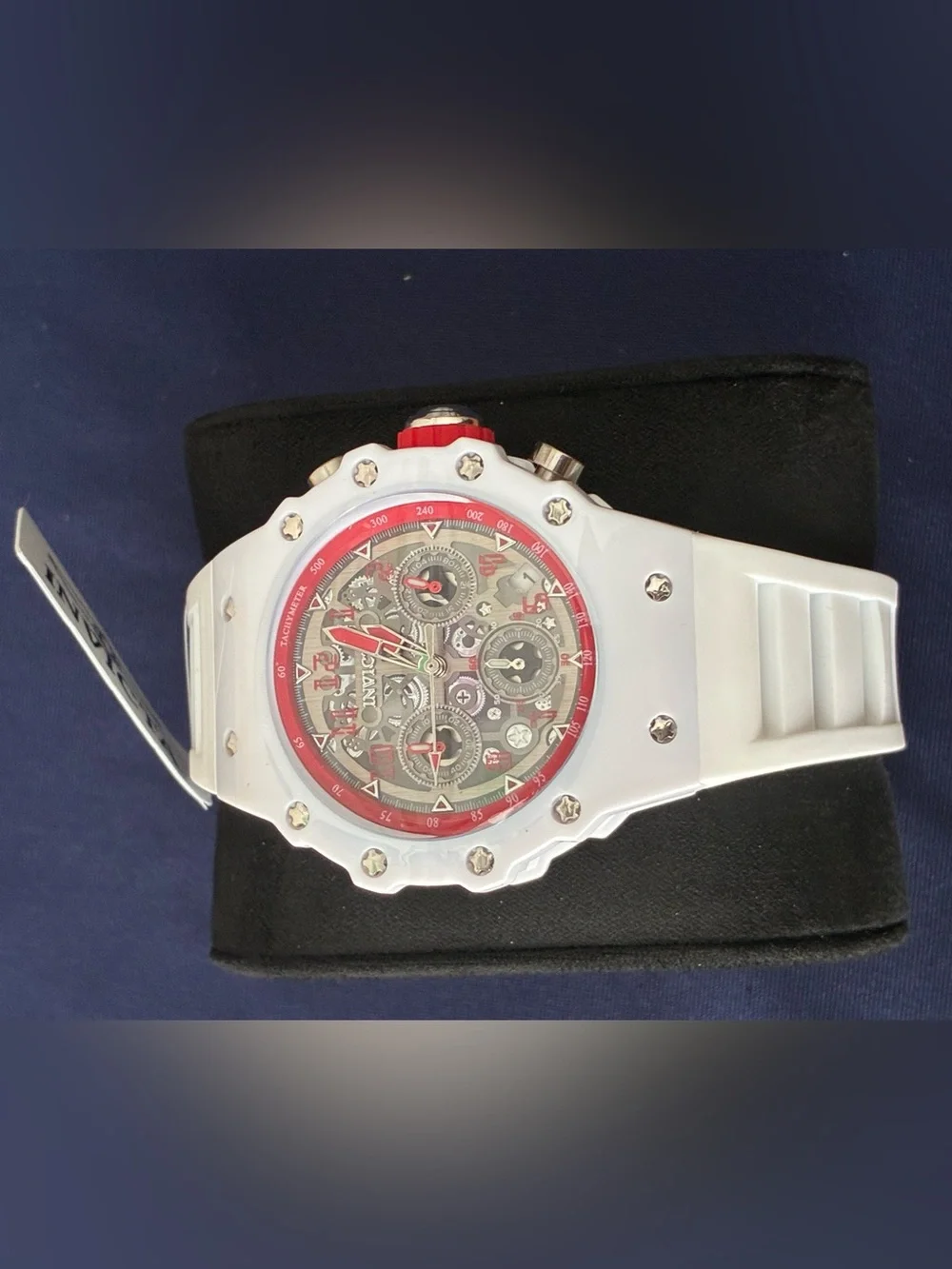 Invicta White and Red Skeleton Chronograph Watch