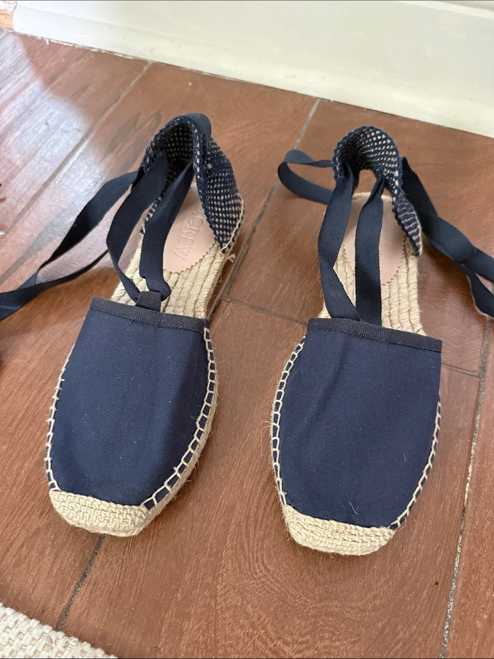 J. Crew Navy Canvas Espadrille Tie-Up Flats