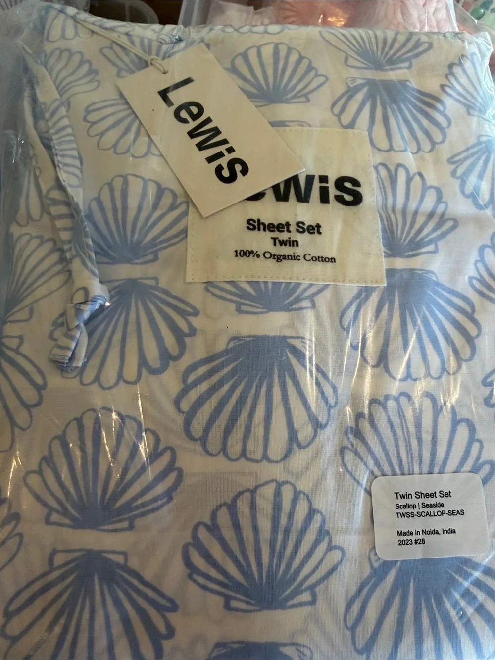 Lewi's Blue Shell Twin Sheet Set - 100% Organic Cotton