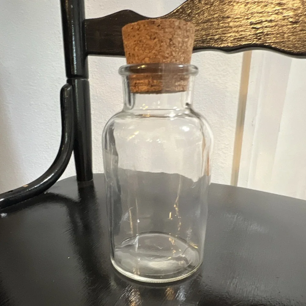 Clear Glass Cylinder Candy Jar with Cork Lid, 7 Inch Height