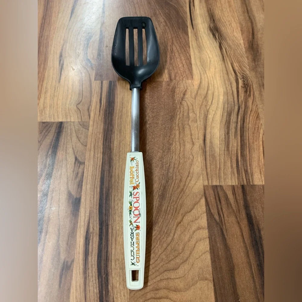 EKCO Spice Of Life Nylon Slotted Serving Spoon Utensil Vintage w/ Hanging Hole