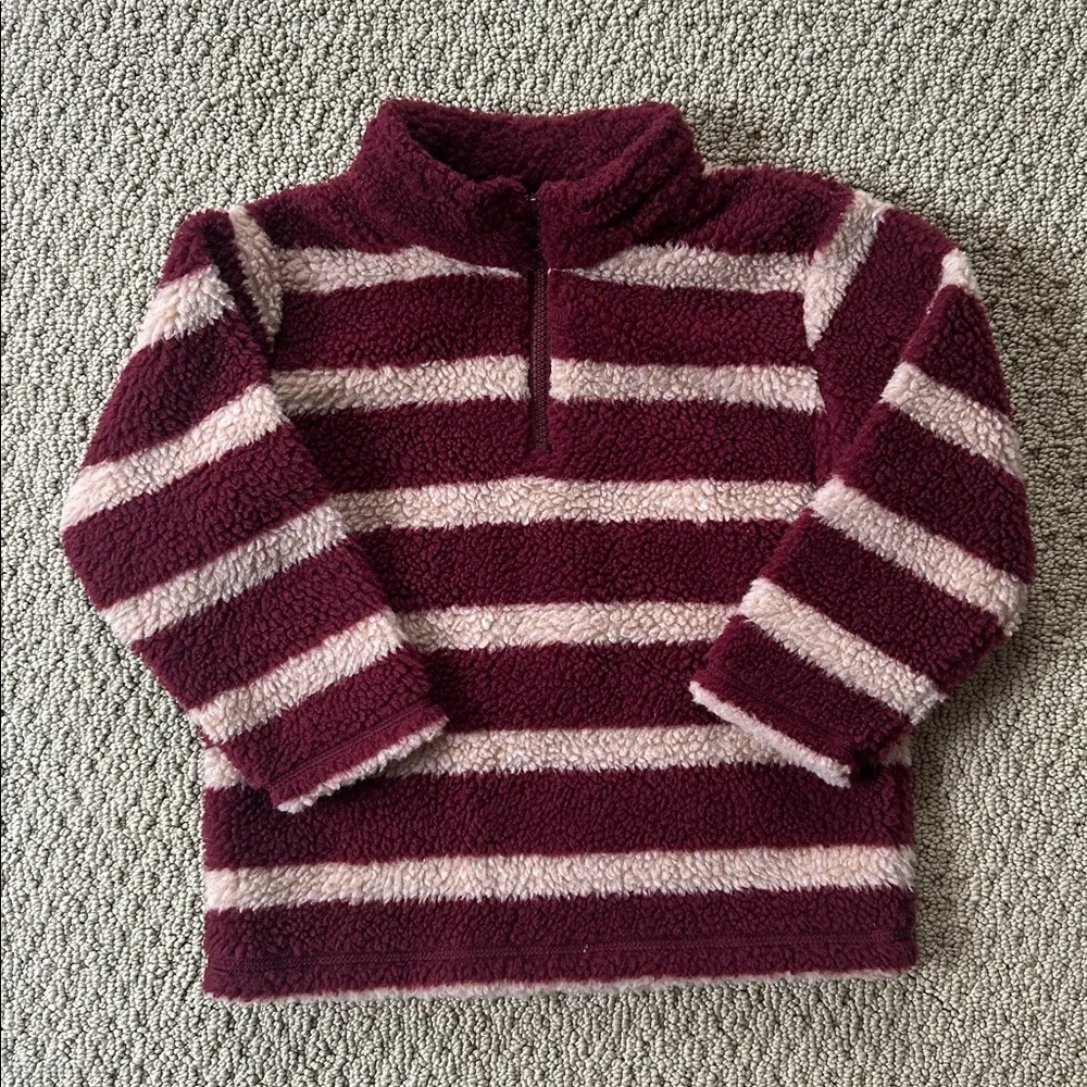 🤎 GYMBOREE Quarter zip jacket coat size XS 3T 4T maroon tan fleece coat warm
