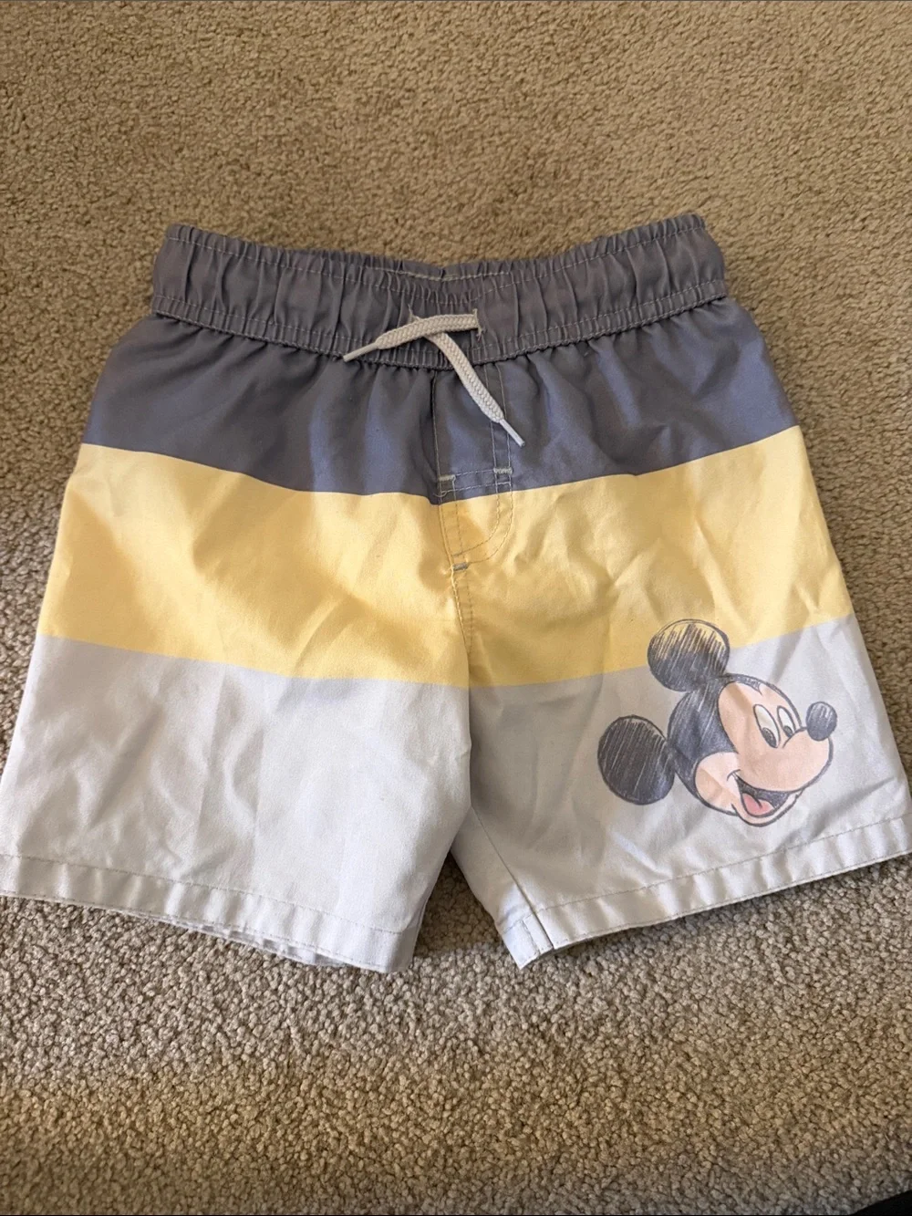 Disney Boys' Mickey Mouse Colorblock Swim Trunks - Gray, Yellow, White