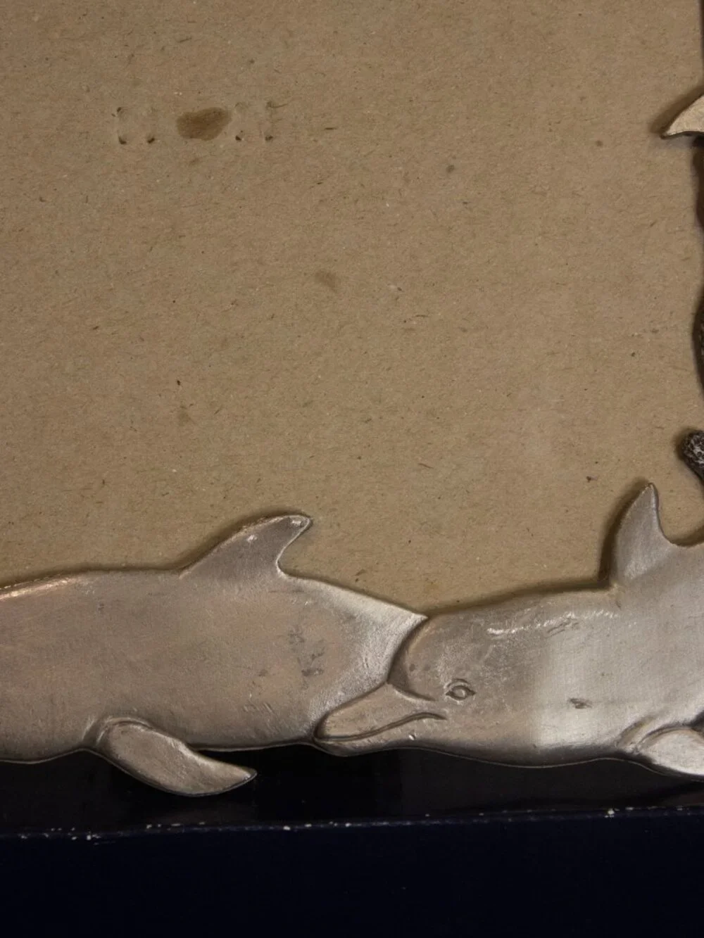 Pewter Dolphin Photo Frame – Coastal Ocean Decor – Detailed Sculpted Design