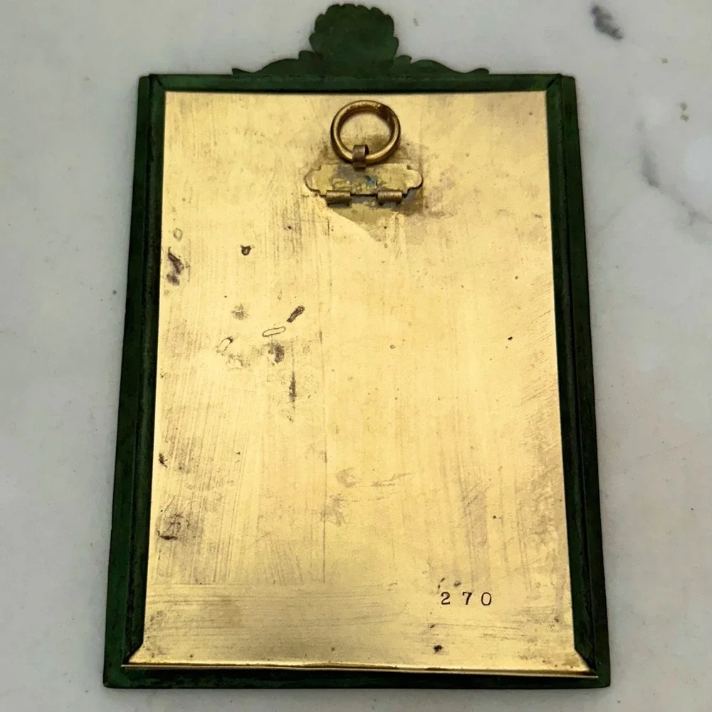 Antique Victorian Green‎ Verdigris Ornate Frame with F.J. Moulton Photo of Woman