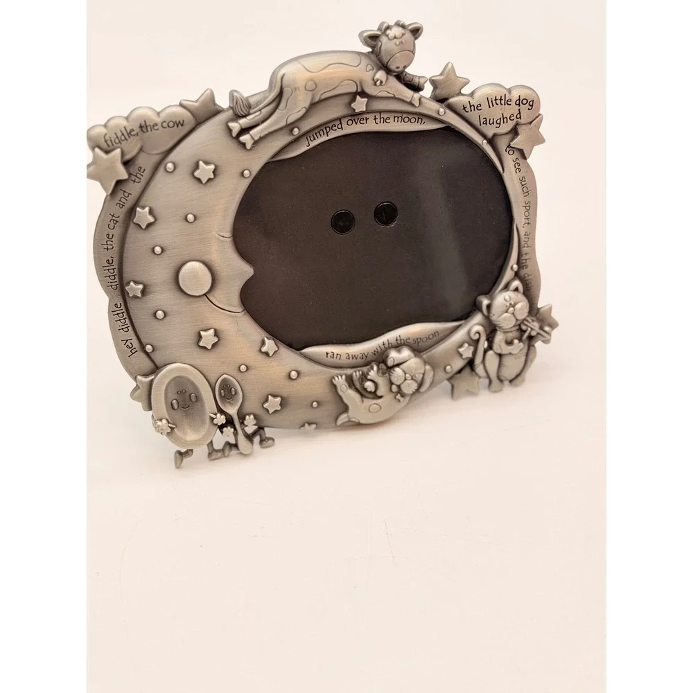 Malden Hey Diddle Diddle Pewter Tone Nursery Rhyme Baby Photo Frame Cow Moon