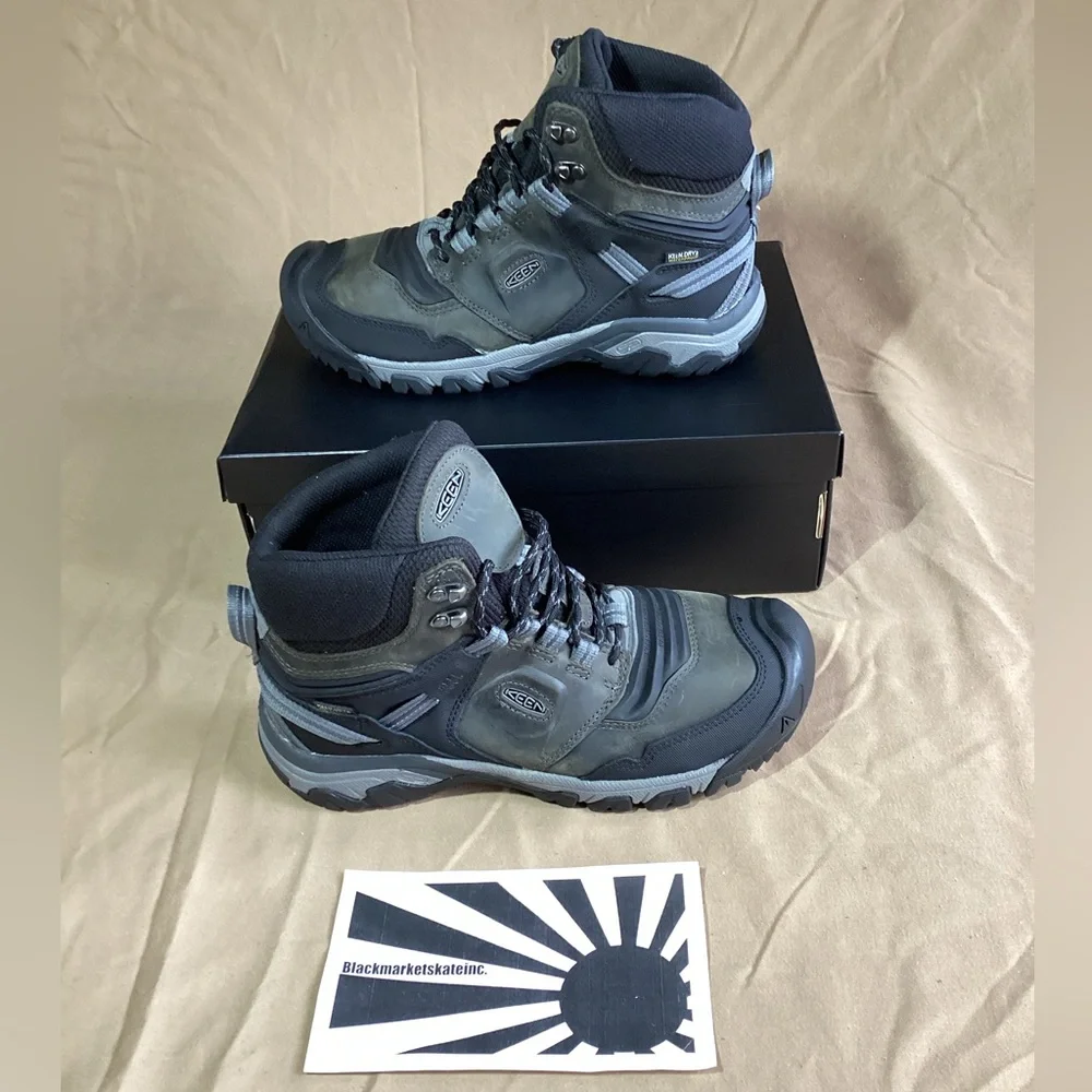 NWOB KEEN Ridge Flex WP Hiking Boots Steel Grey 1024911 Men's 9.5