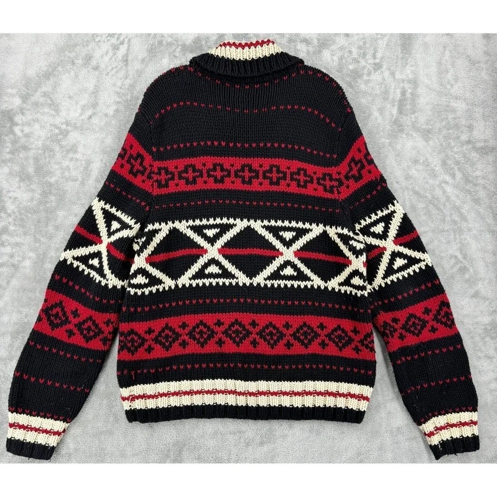 Vintage Polo Ralph Lauren Sweater Mens XL Aztec Western Hand Knit Shawl Collar
