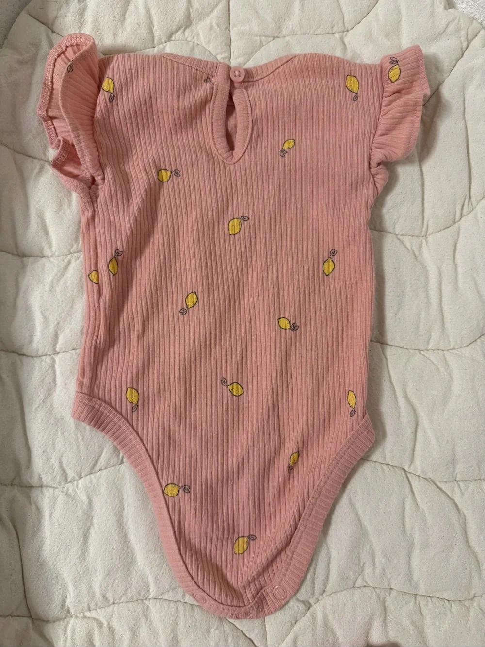 Carter's Pink Ribbed Lemon Print Matching Set
