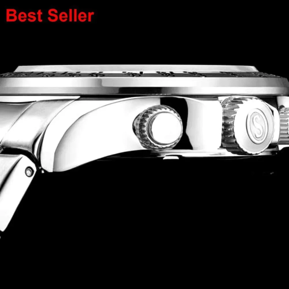Men's Chronograph Watch Stainless Steel Bracelet Water Resistant 100M